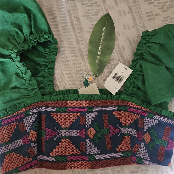 Farm Rio Embroidered Green Top - Picture 2 of 4